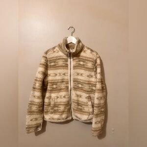 Old Navy Cream and Tan Sherpa Zip Jacket
